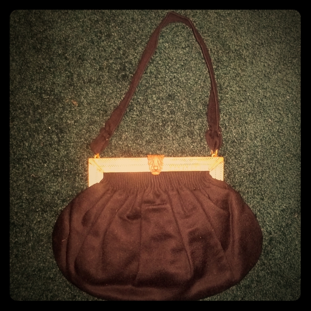 Beautiful vintage black cloth purse